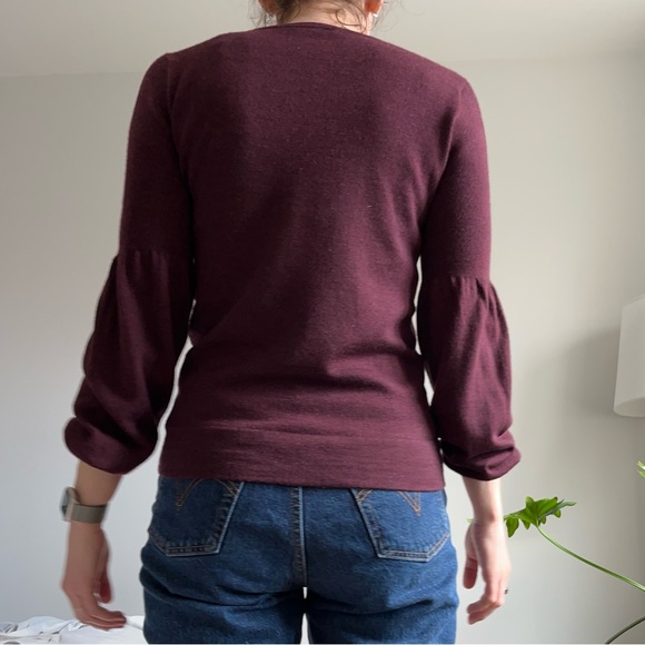 Club Monaco Merino Wool Sweater in Burgundy Size Small - Picture 4 of 12